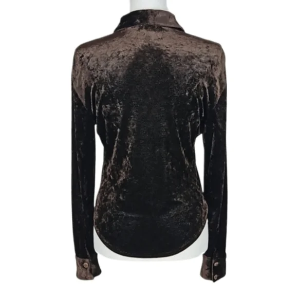 Vintage Corrida Paris Subtle Sparkle Long Sleeve Shirt in Dark Brown, 2 - Picture 4 of 8